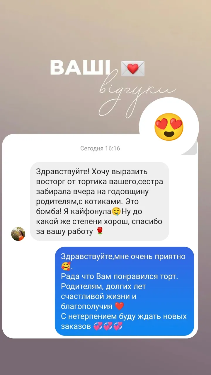 Благодарность за торт на годовщину родителей
